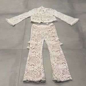 ALEXIS Tassel CROCHET LACE Pants Jacket/Top Set XS